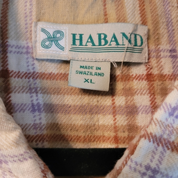 Haband Flannel Short-sleeve Button-down Men's Size XL Bei… - Picture 6 of 7